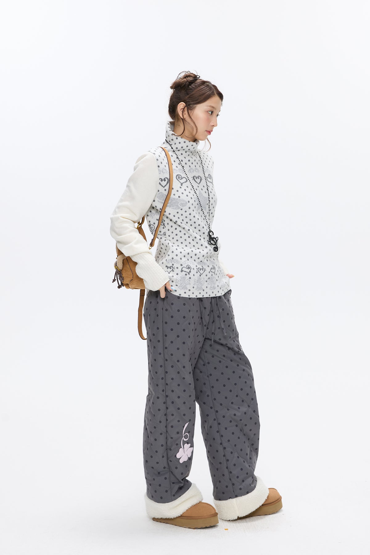 BETWEENAND Heart & Star Jacquard Turtleneck Sweater