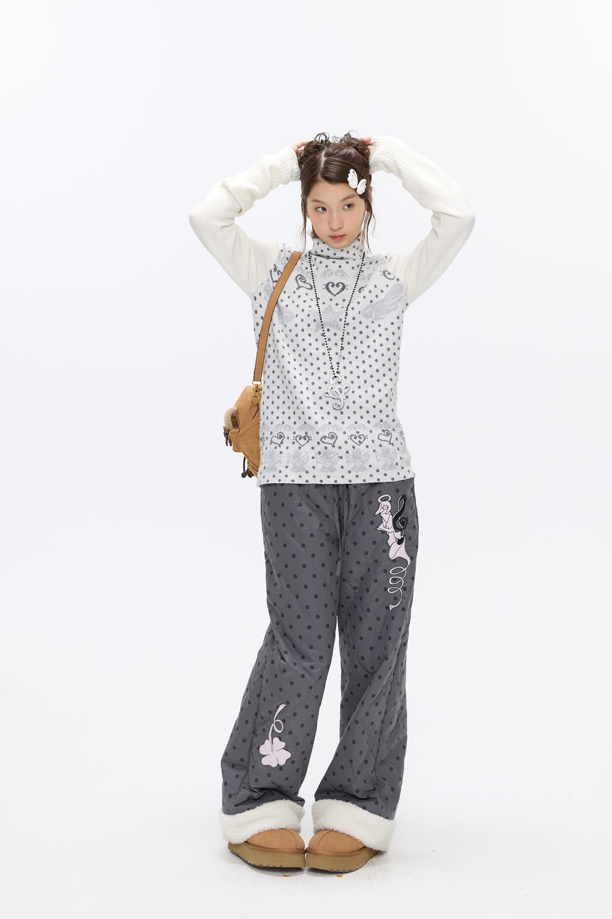 BETWEENAND Heart & Star Jacquard Turtleneck Sweater