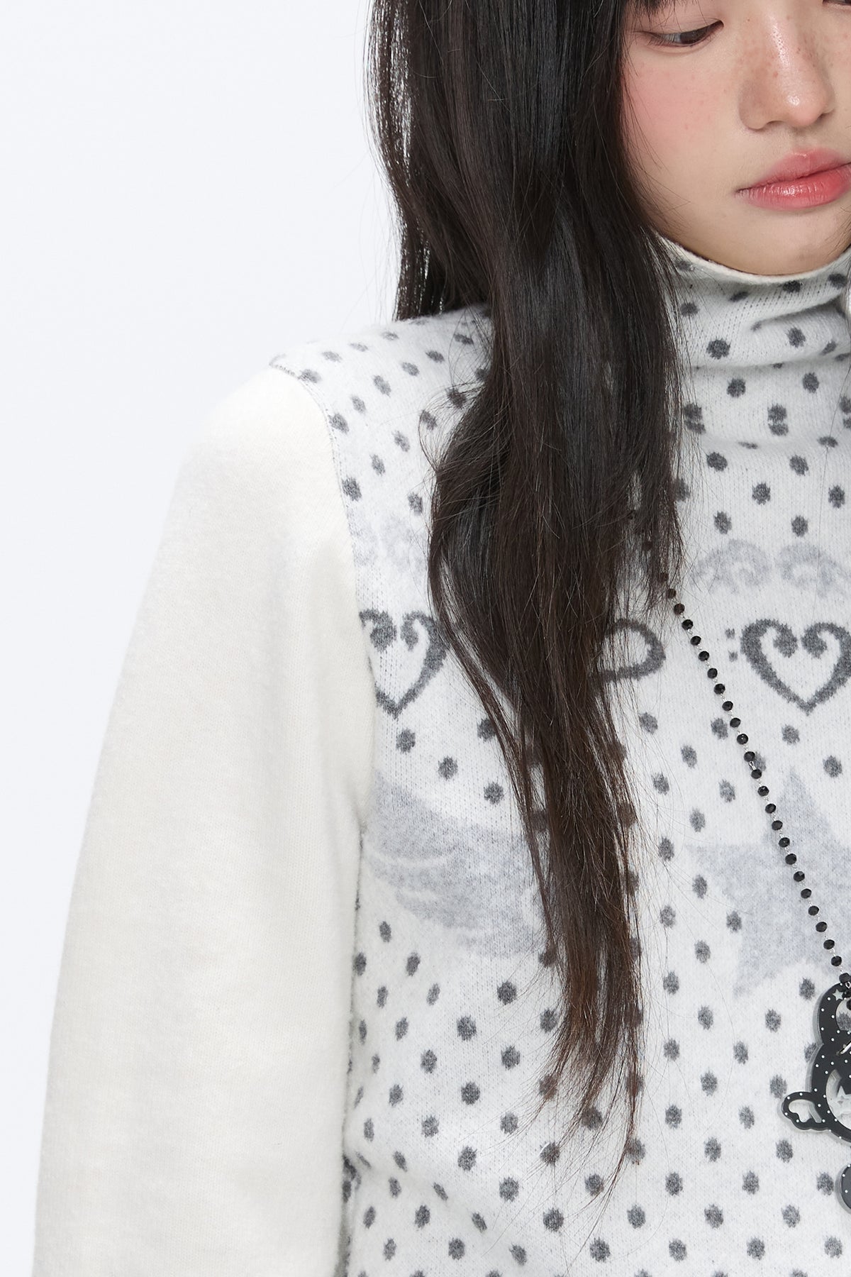 BETWEENAND Heart & Star Jacquard Turtleneck Sweater