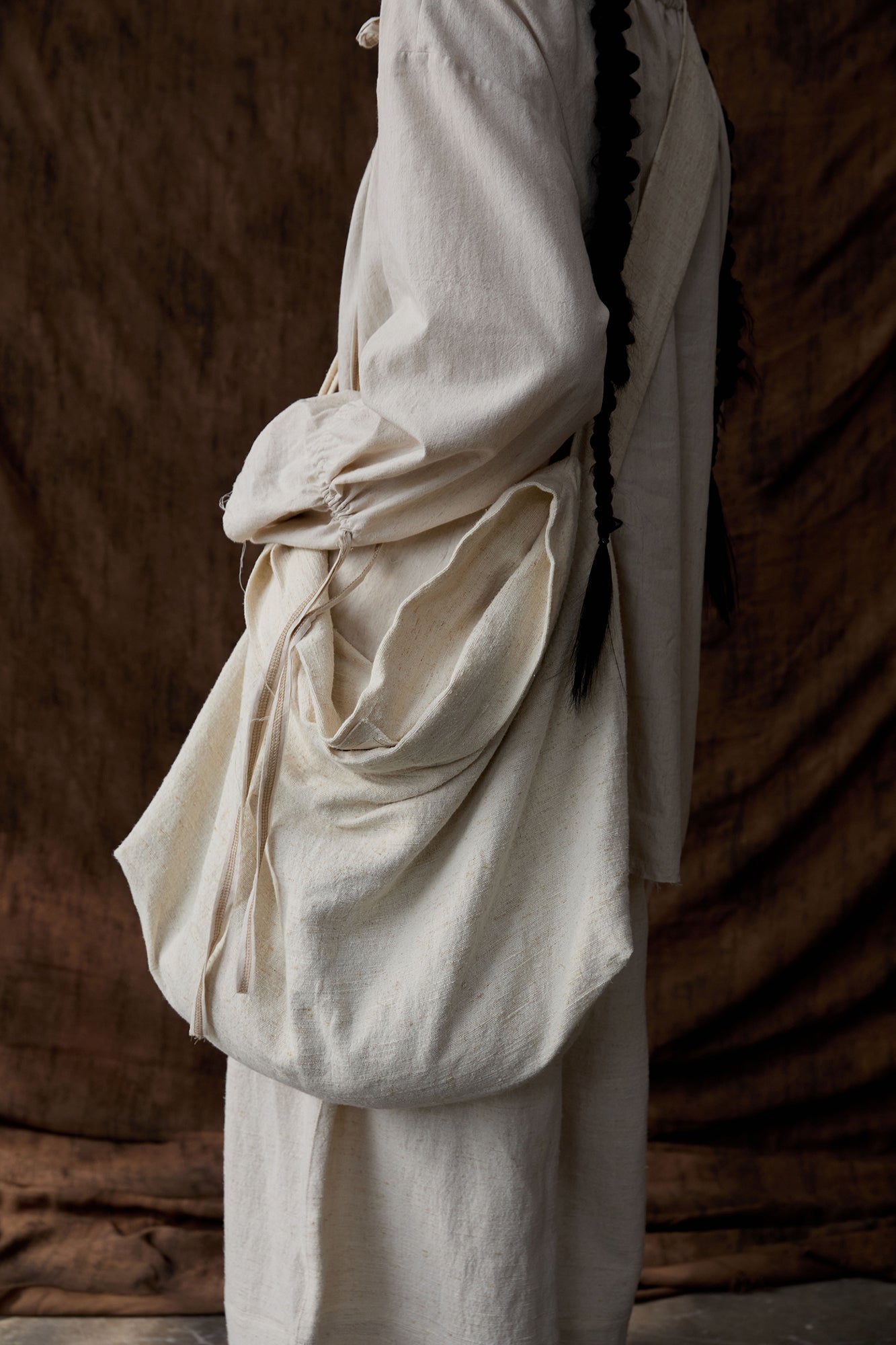 INCH LIM Button-Detail Draped Shoulder Bag