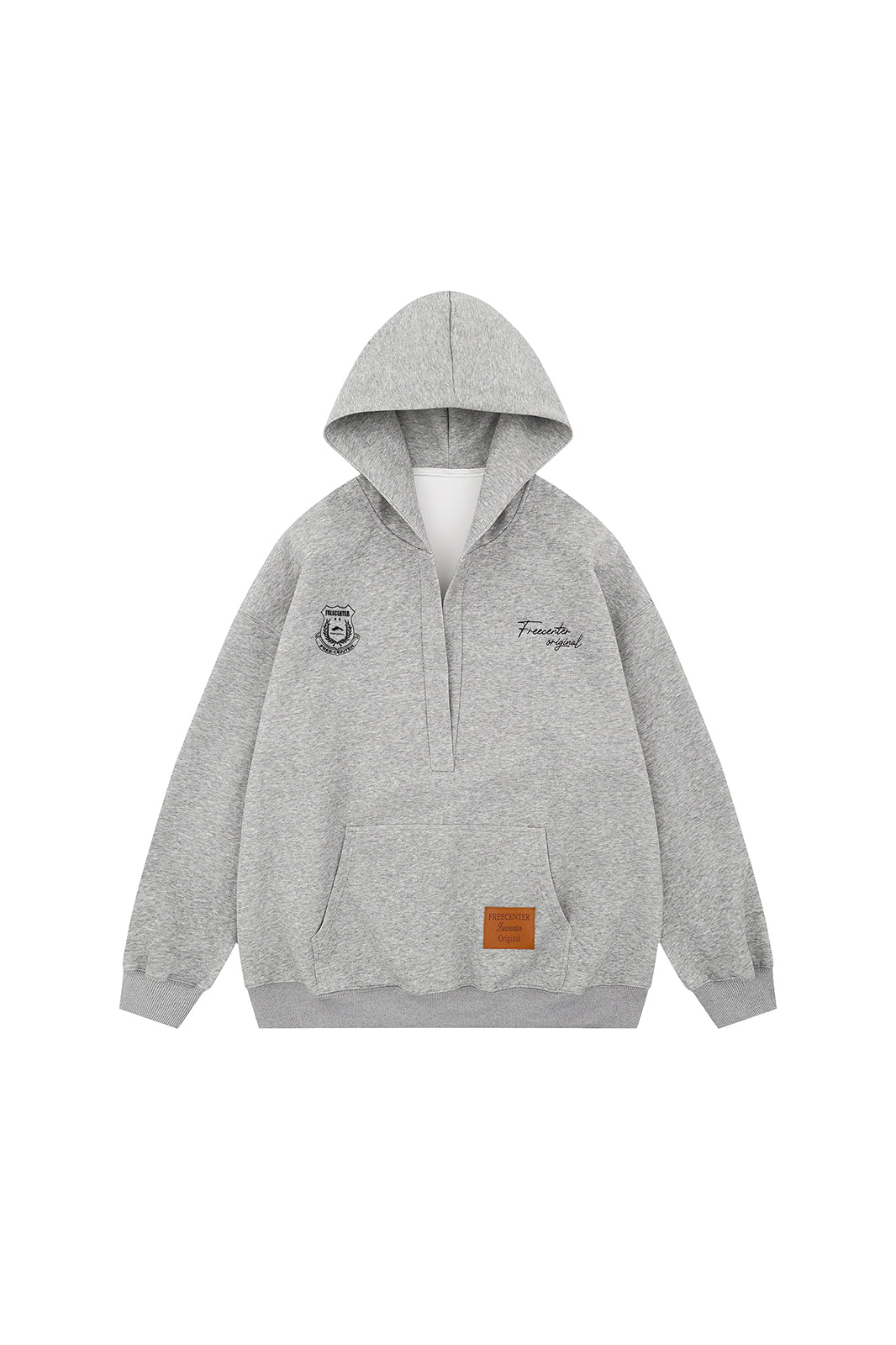 FREE CENTER Deep V-Neck Oversized Hoodie