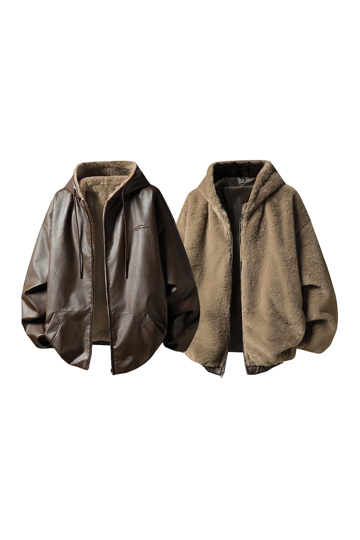 FREE CENTER Reversible Faux Fur Hooded Jacket