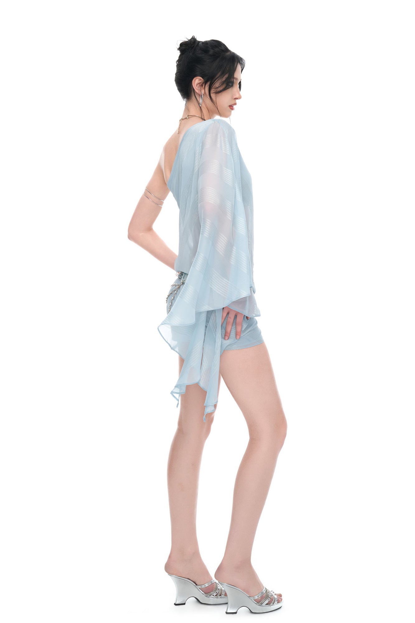 JYOSEI Asymmetrical Off-Shoulder Shimmer Bodycon Dress