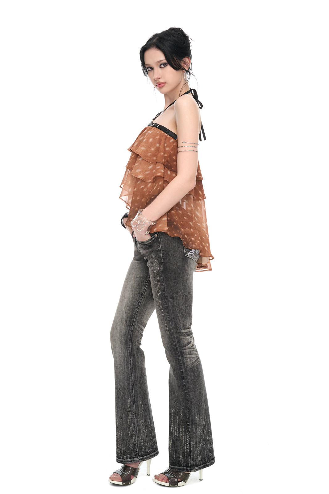 JYOSEI Fawn Print Halter Backless Top