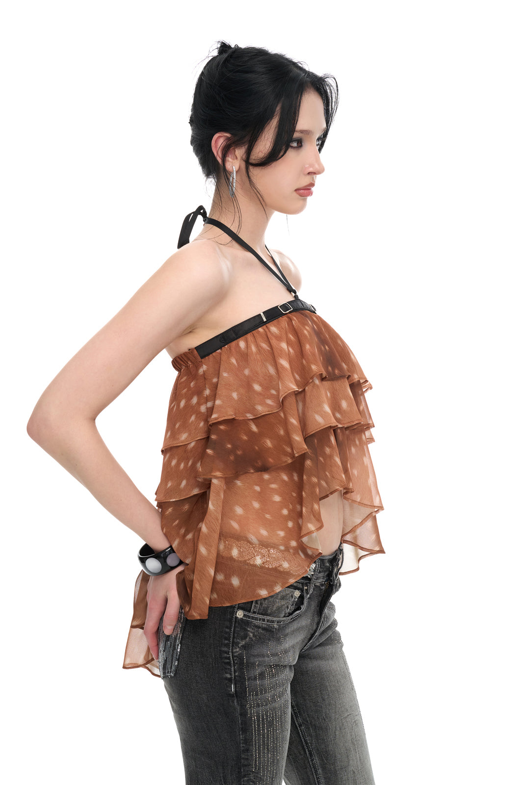 JYOSEI Fawn Print Halter Backless Top