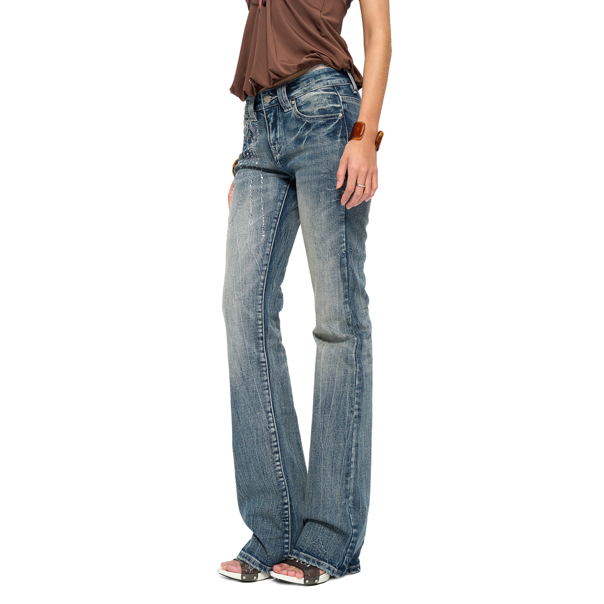 JYOSEI Draped Diamond Flared Jeans