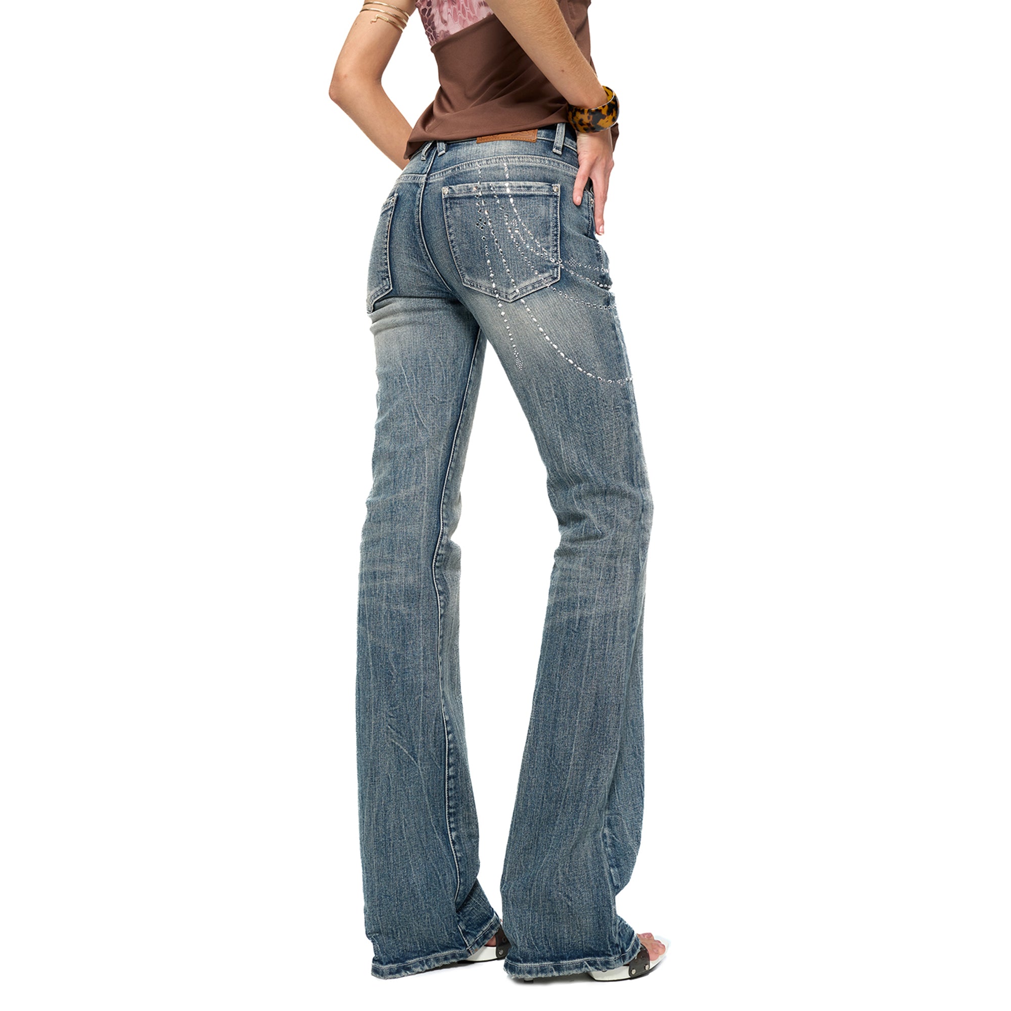 JYOSEI Draped Diamond Flared Jeans