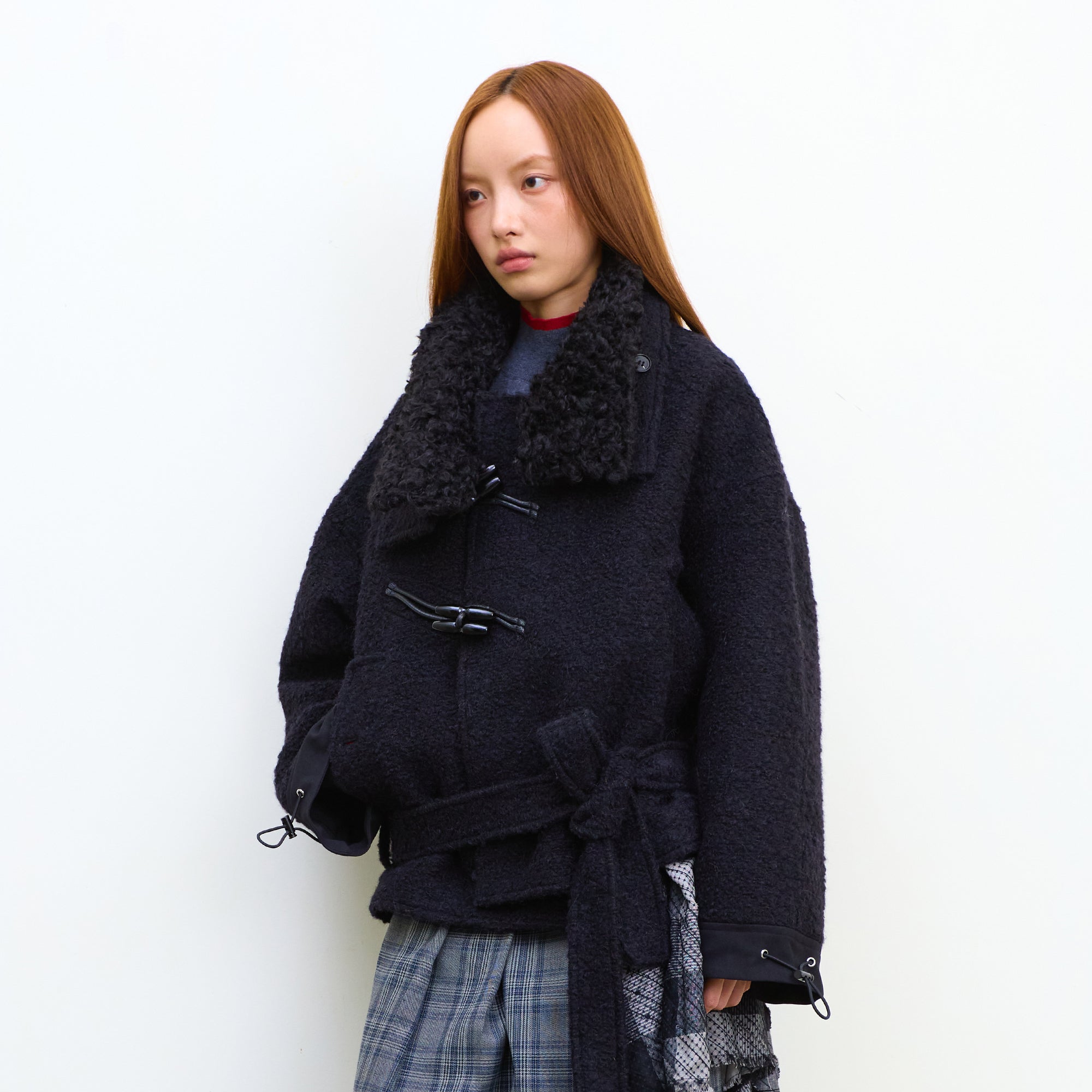 NEVERSEEZ Toggle Belted Wool-Blend Jacket