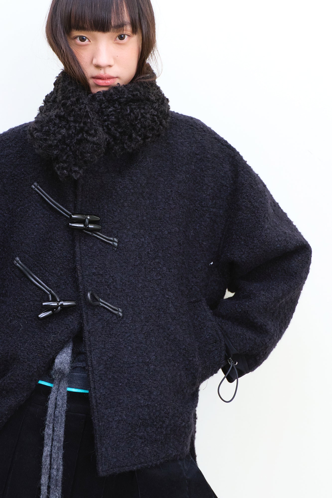 NEVERSEEZ Toggle Belted Wool-Blend Jacket