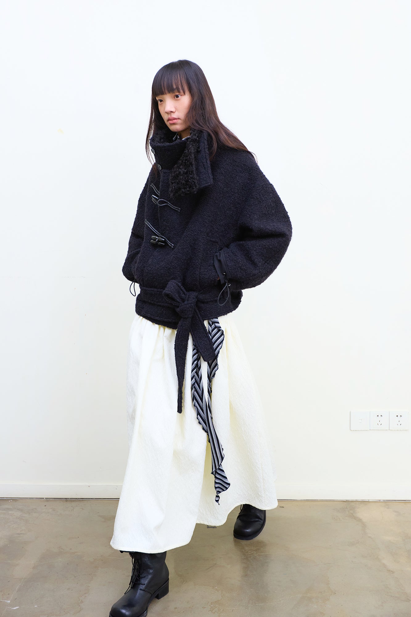 NEVERSEEZ Toggle Belted Wool-Blend Jacket