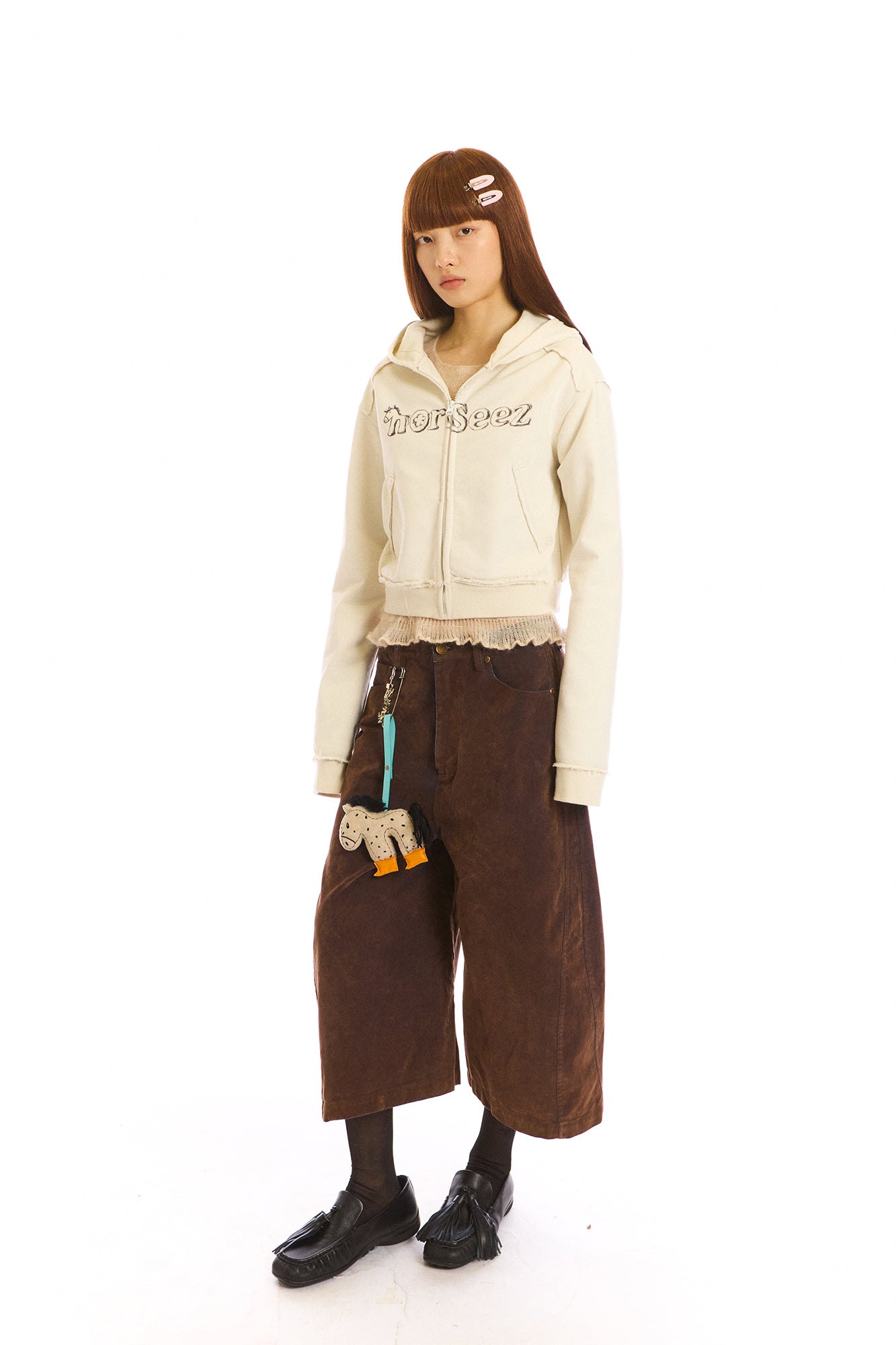 NEVERSEEZ Cropped Wide-Leg Denim Culottes