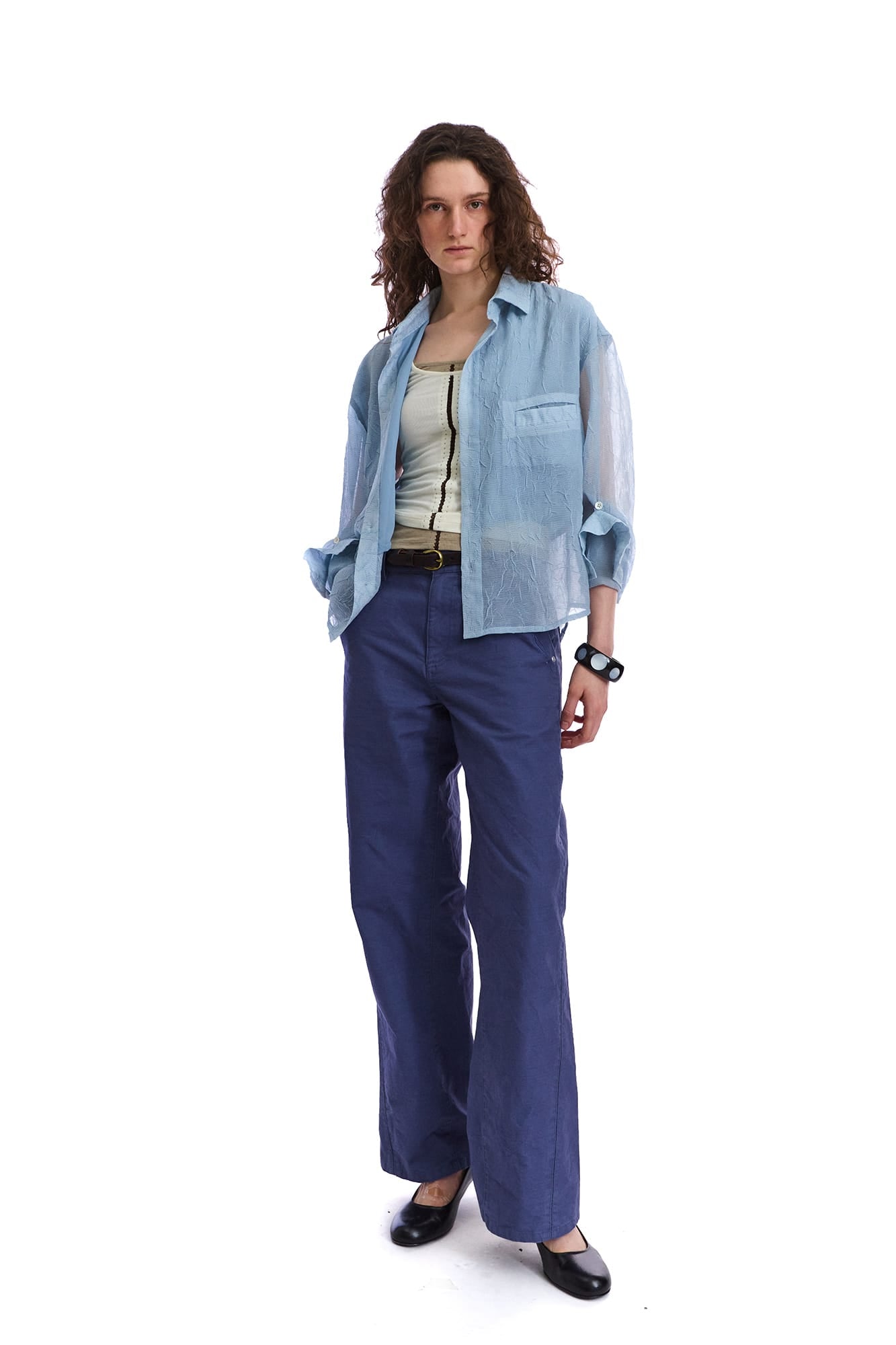 NEVERSEEZ Sheer Crinkle-Layer Shirt