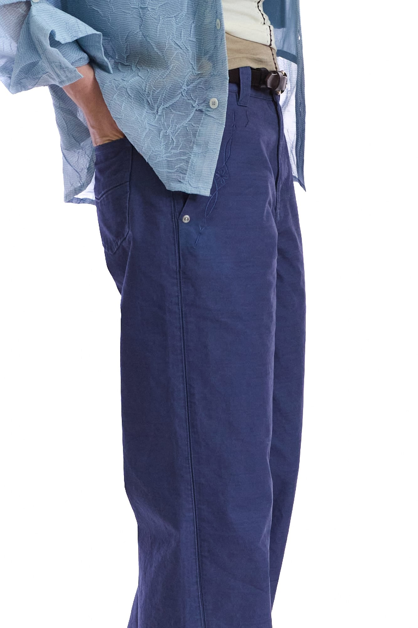 NEVERSEEZ Embroidered Utility Straight-Leg Pants