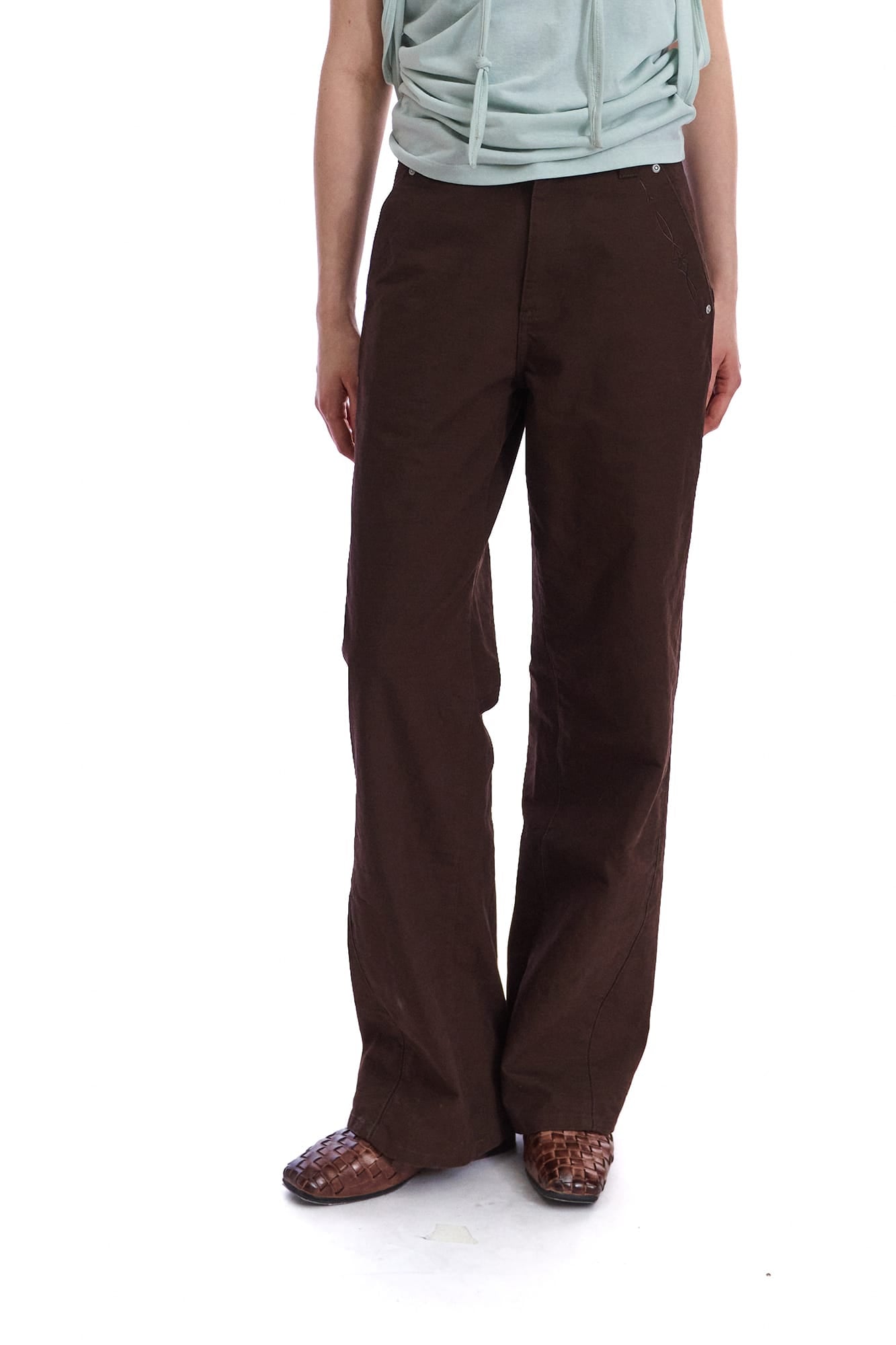 NEVERSEEZ Embroidered Utility Straight-Leg Pants