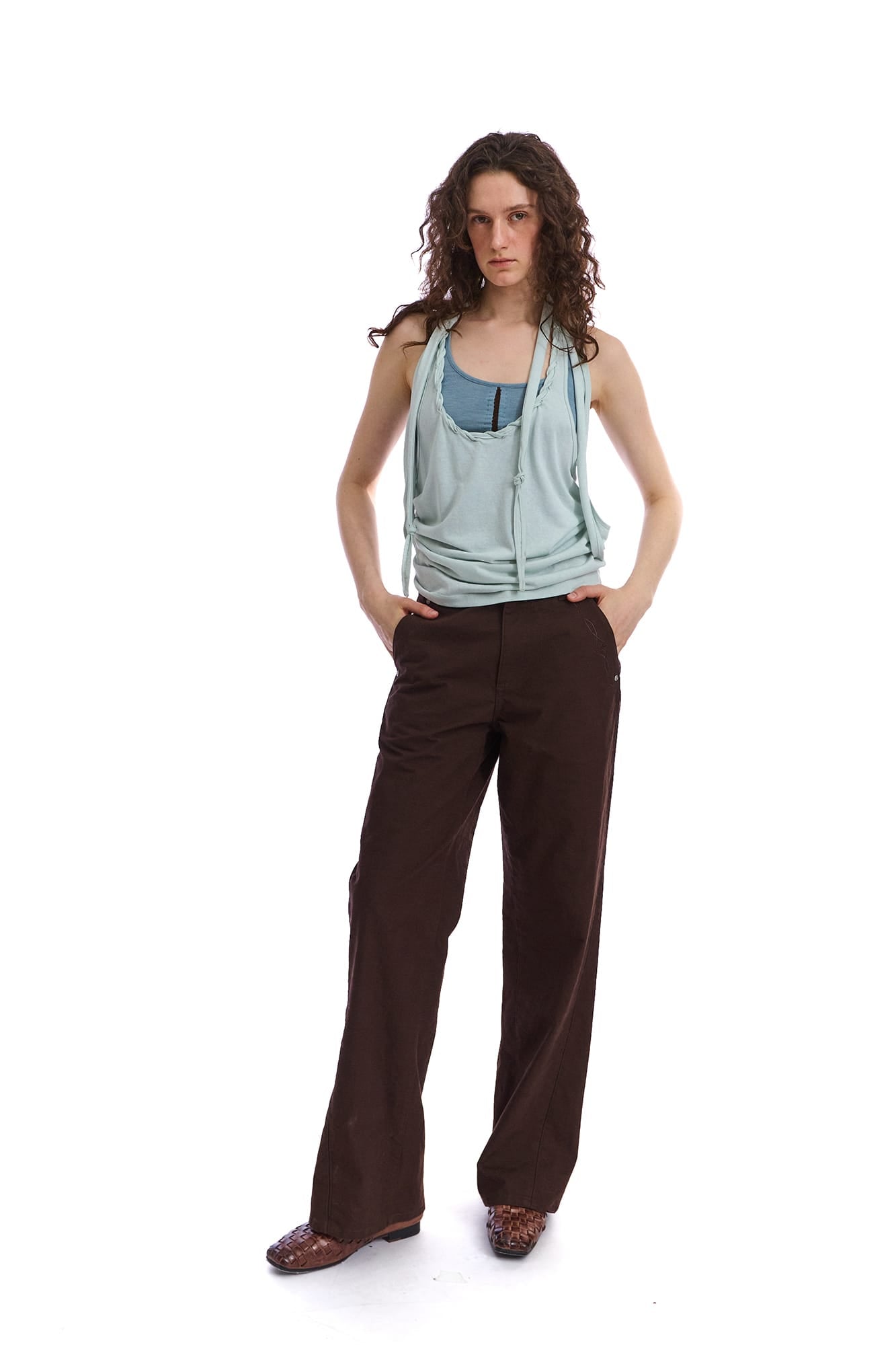 NEVERSEEZ Embroidered Utility Straight-Leg Pants