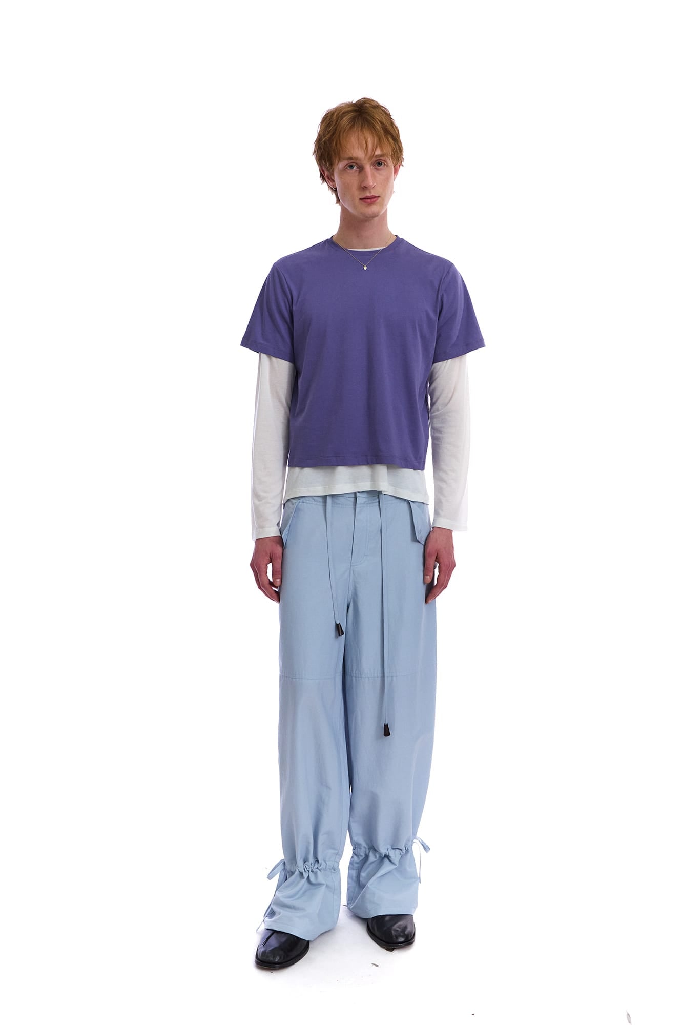 NEVERSEEZ Drawstring Wide-Leg Ruched-Cuff Parachute Pants