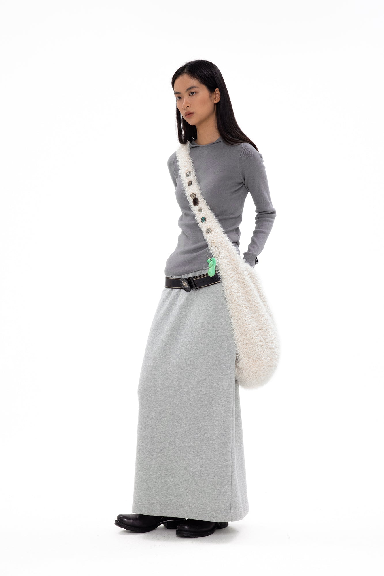 OINIMI Button-Embellished Faux-Fur Crossbody Bag