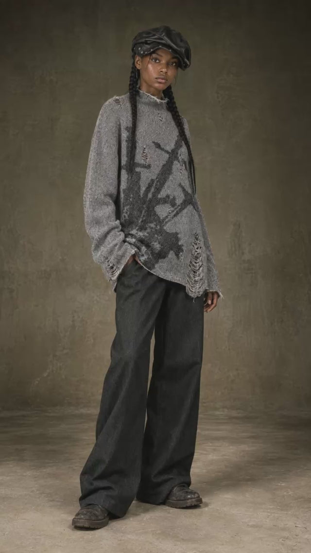 Ad video: ILNya Nieternite Nifutur Distressed Sword Graphics High-Neck Sweater (1).mp4 (added by the ERP from the ad creative library)