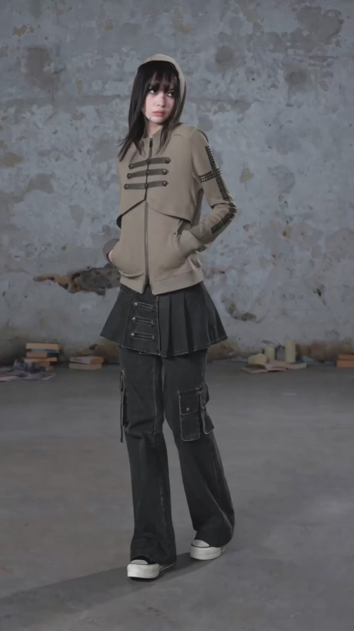Ad video: CESTNOUS Punk Metal-Button Napoleon Zip-Up Hoodie - Brown _2_.mov (added by the ERP from the ad creative library)