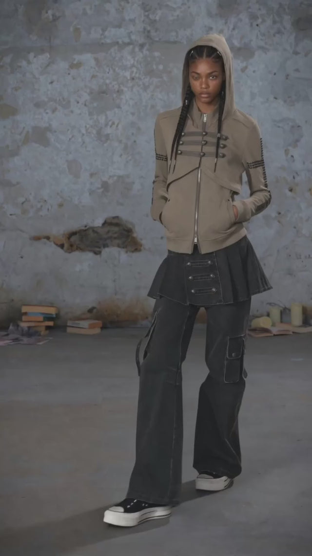 Ad video: CESTNOUS Punk Metal-Button Napoleon Zip-Up Hoodie - Brown _1_.mov (added by the ERP from the ad creative library)