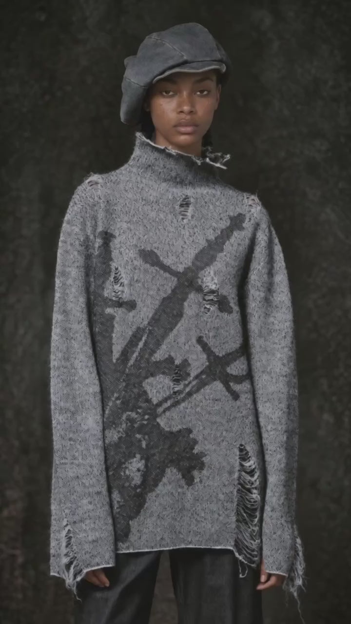 Ad video: ILNya Nieternite Nifutur Distressed Sword Graphics High-Neck Sweater _1_.mov (added by the ERP from the ad creative library)