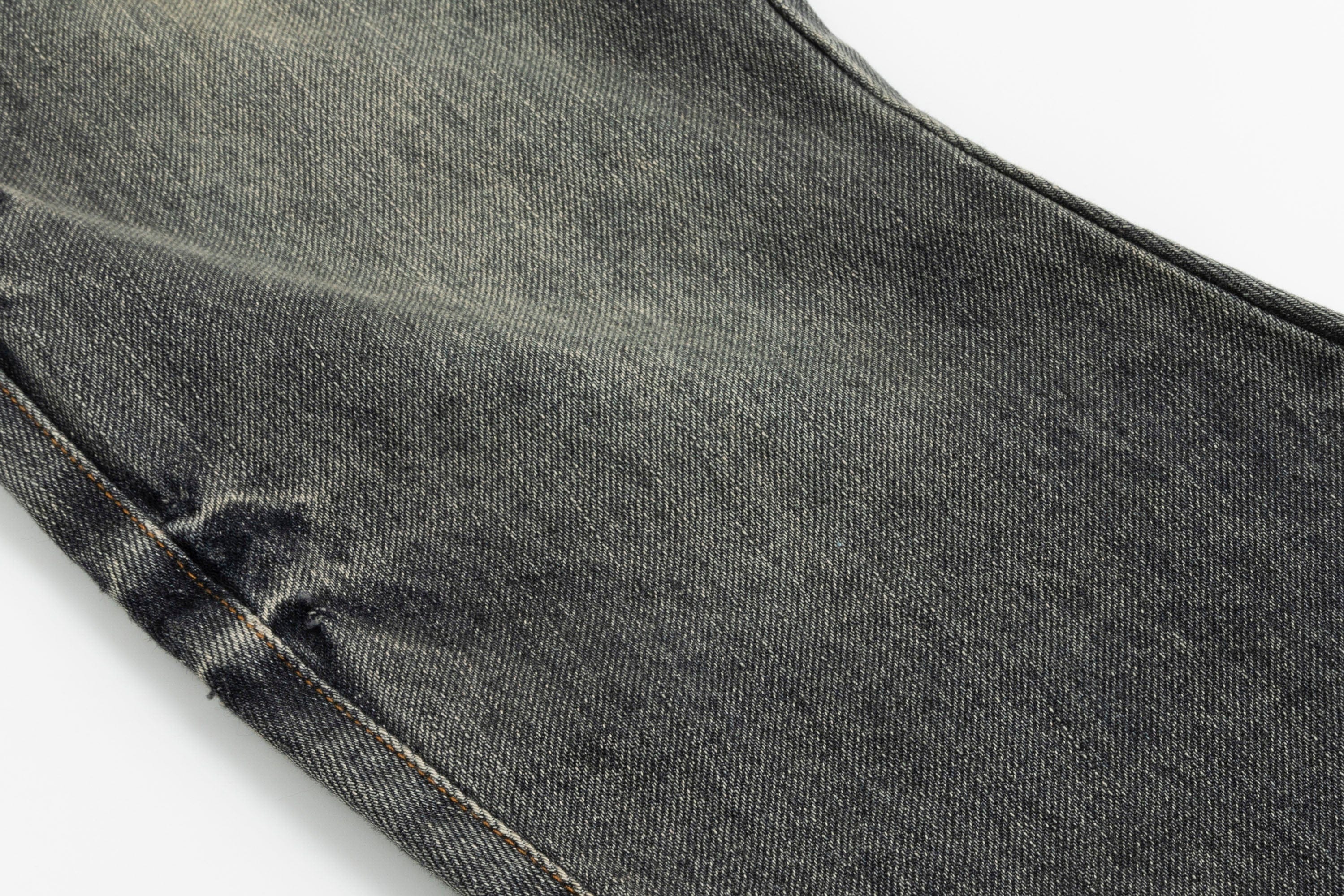 CESTNOUS Faux Leather Corset Waist Washed Jeans