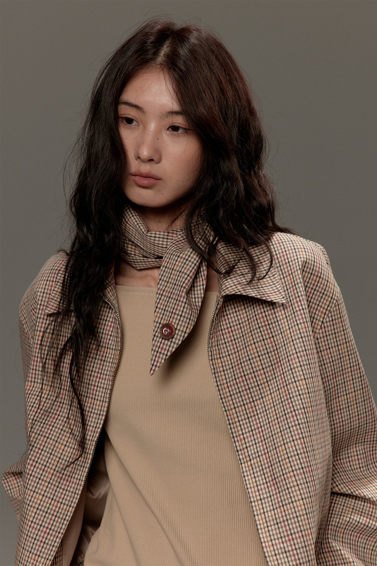 LVETONG Retro Plaid Harrington Jacket