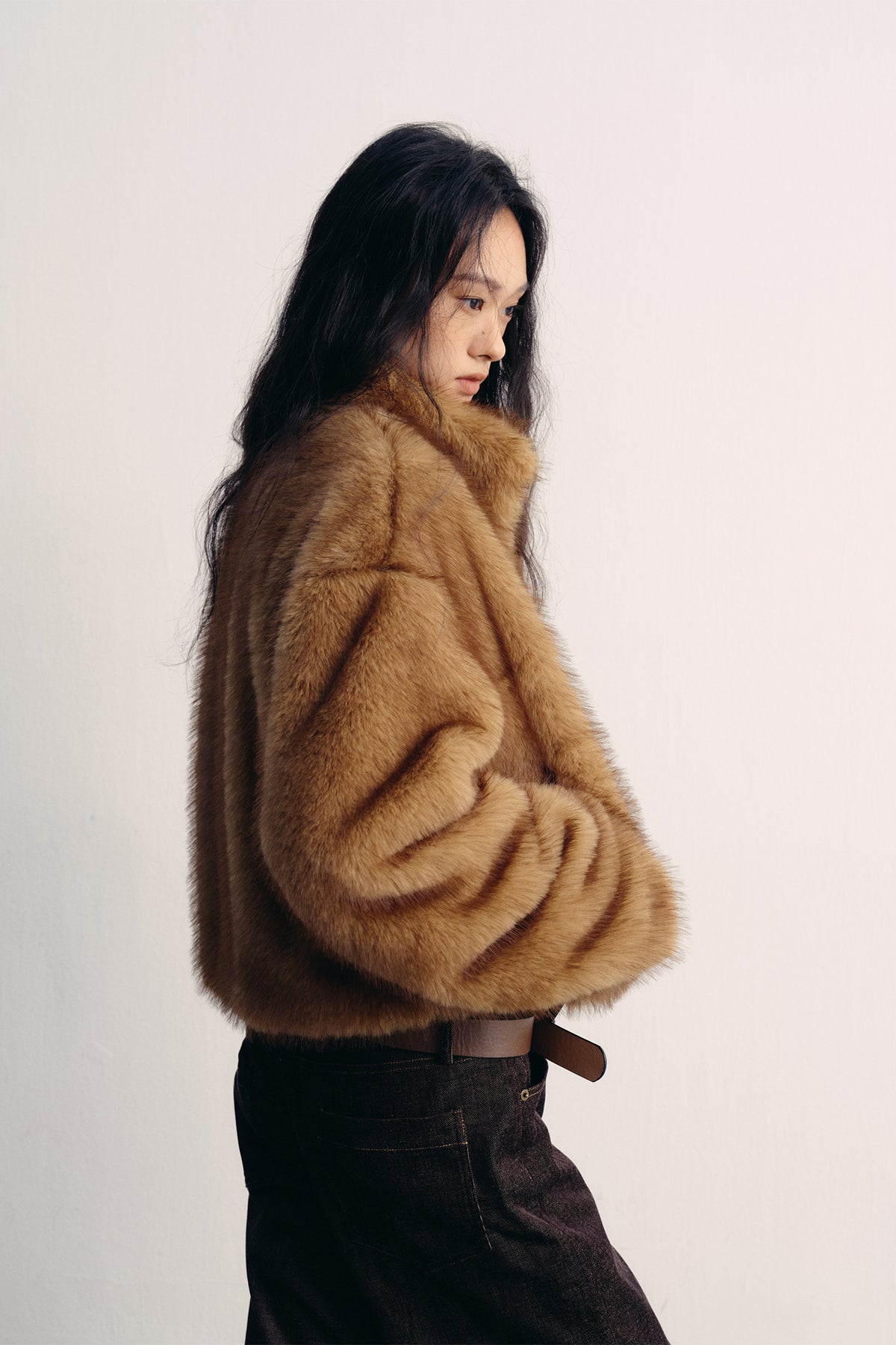 LVETONG Ombre Two-Tone Faux Fur Jacket