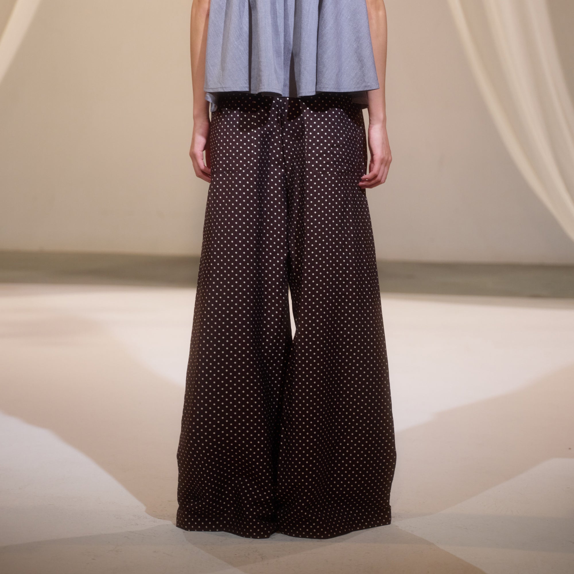 IVETONG Polka Dot Pleated Wide-Leg Pants