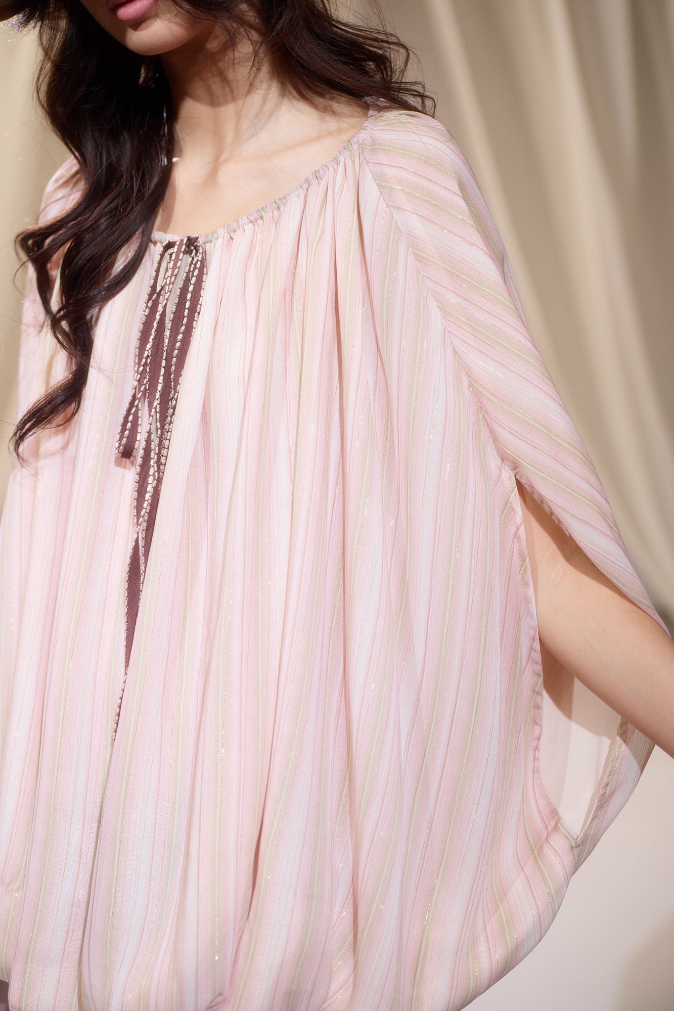 IVETONG Striped Draped Drawstring Tank Top