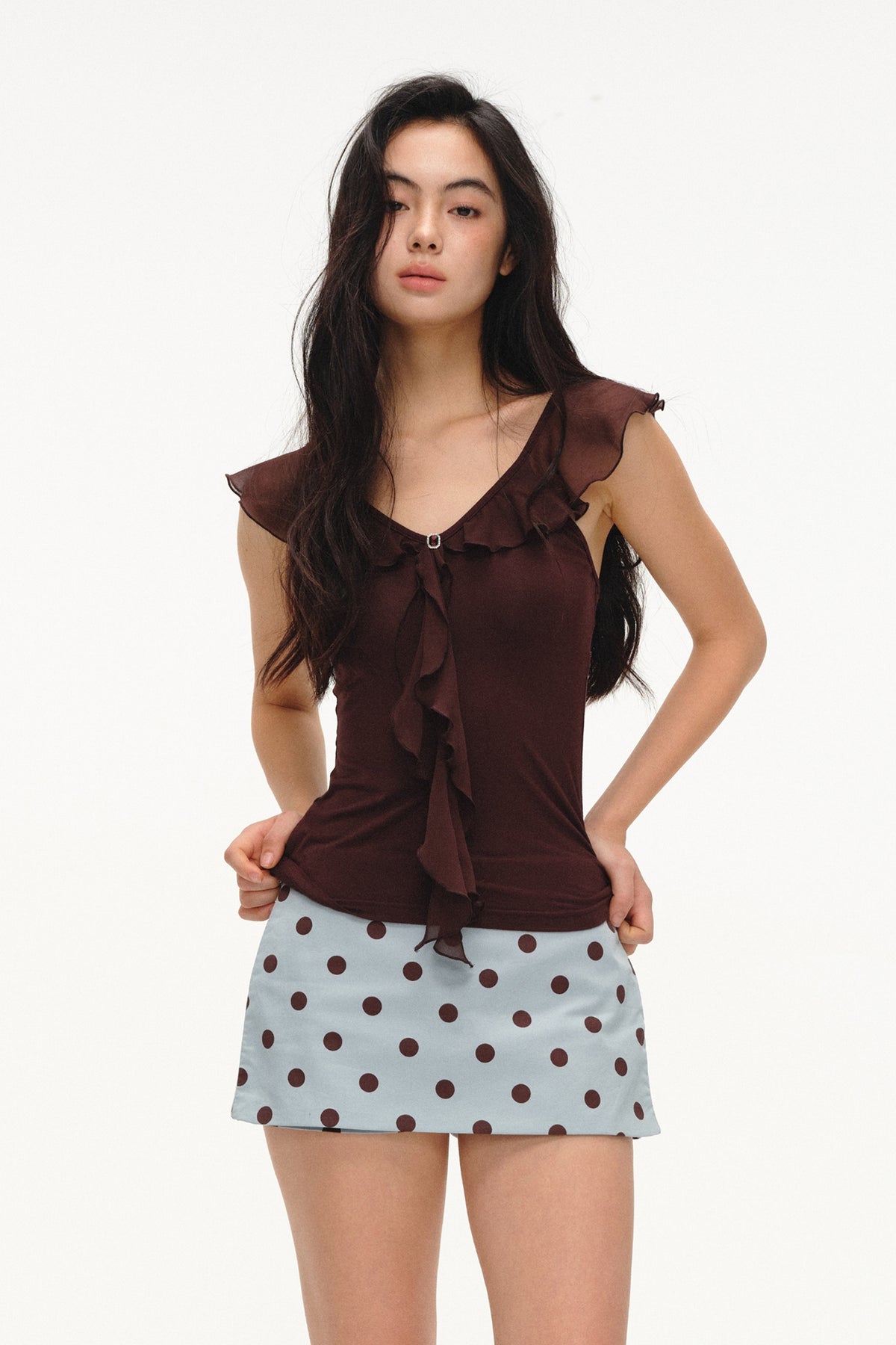 LVETONG Retro Polka Dot Mini Skirt