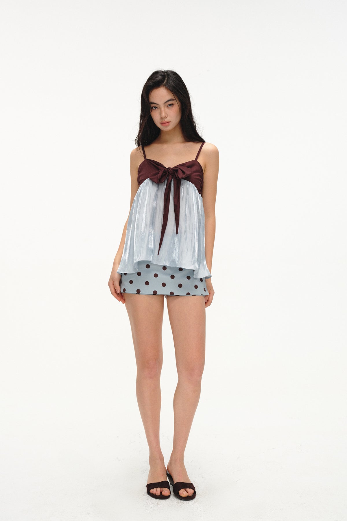 LVETONG Bow-Tie Spliced Cape Tank Top
