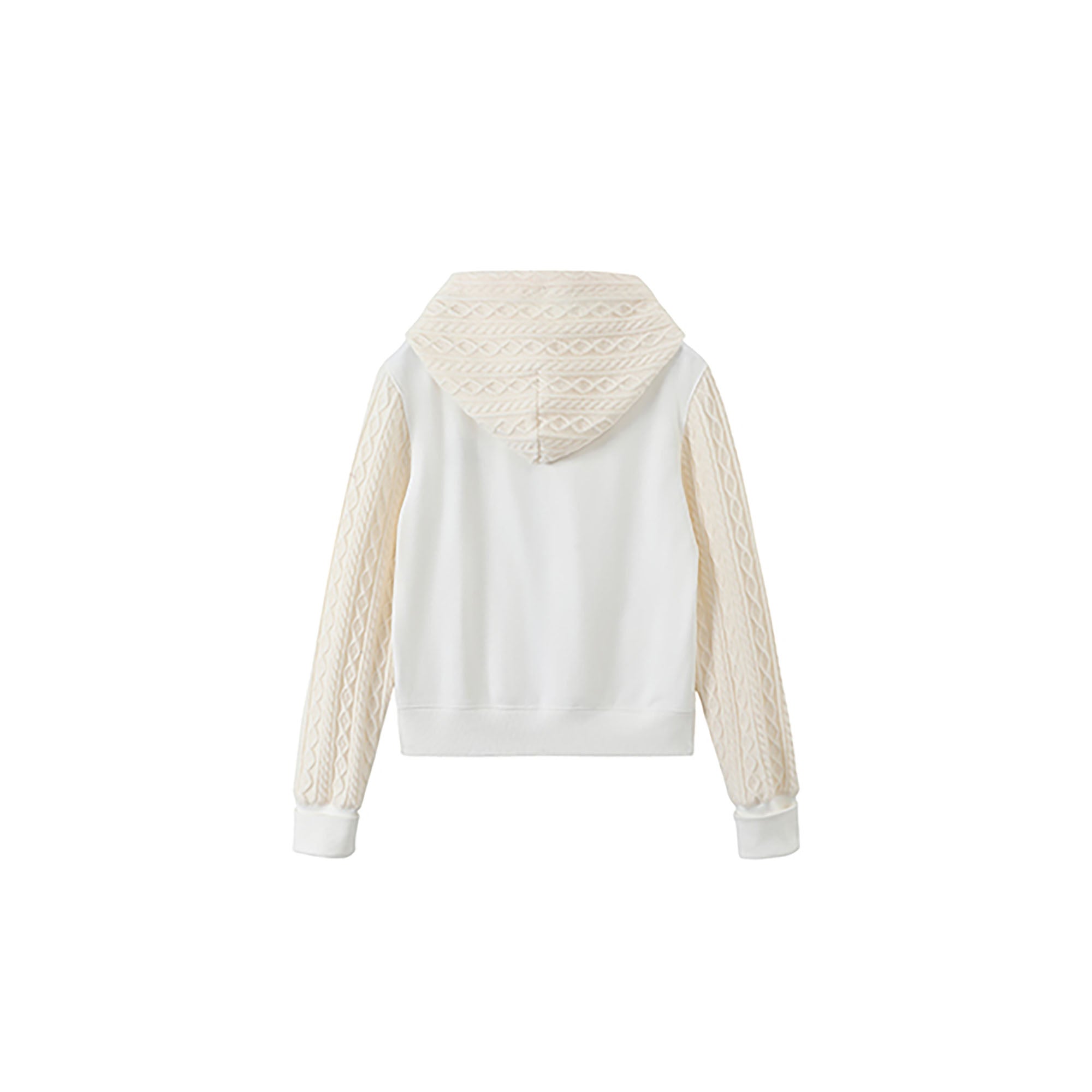 DONSMOKE Spliced Cable-Knit Zip-Up Hoodie
