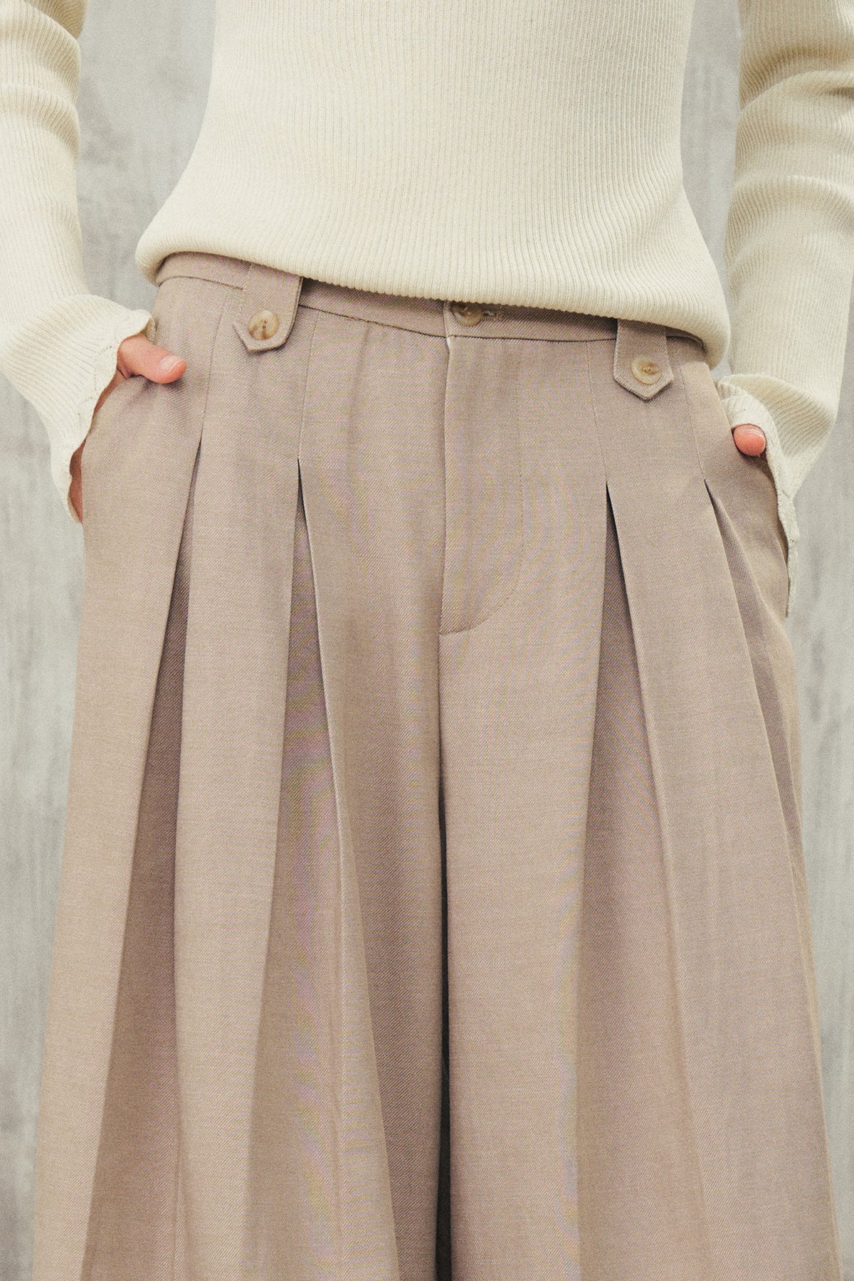 SAME FLOW Draped Pleated Wide-Leg Pants