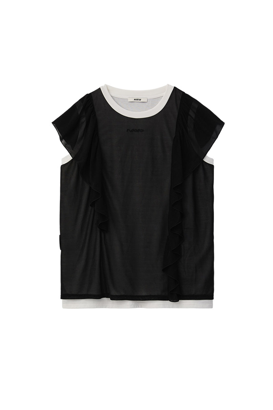 NOESE Sheer Ruffle Layered T-Shirt