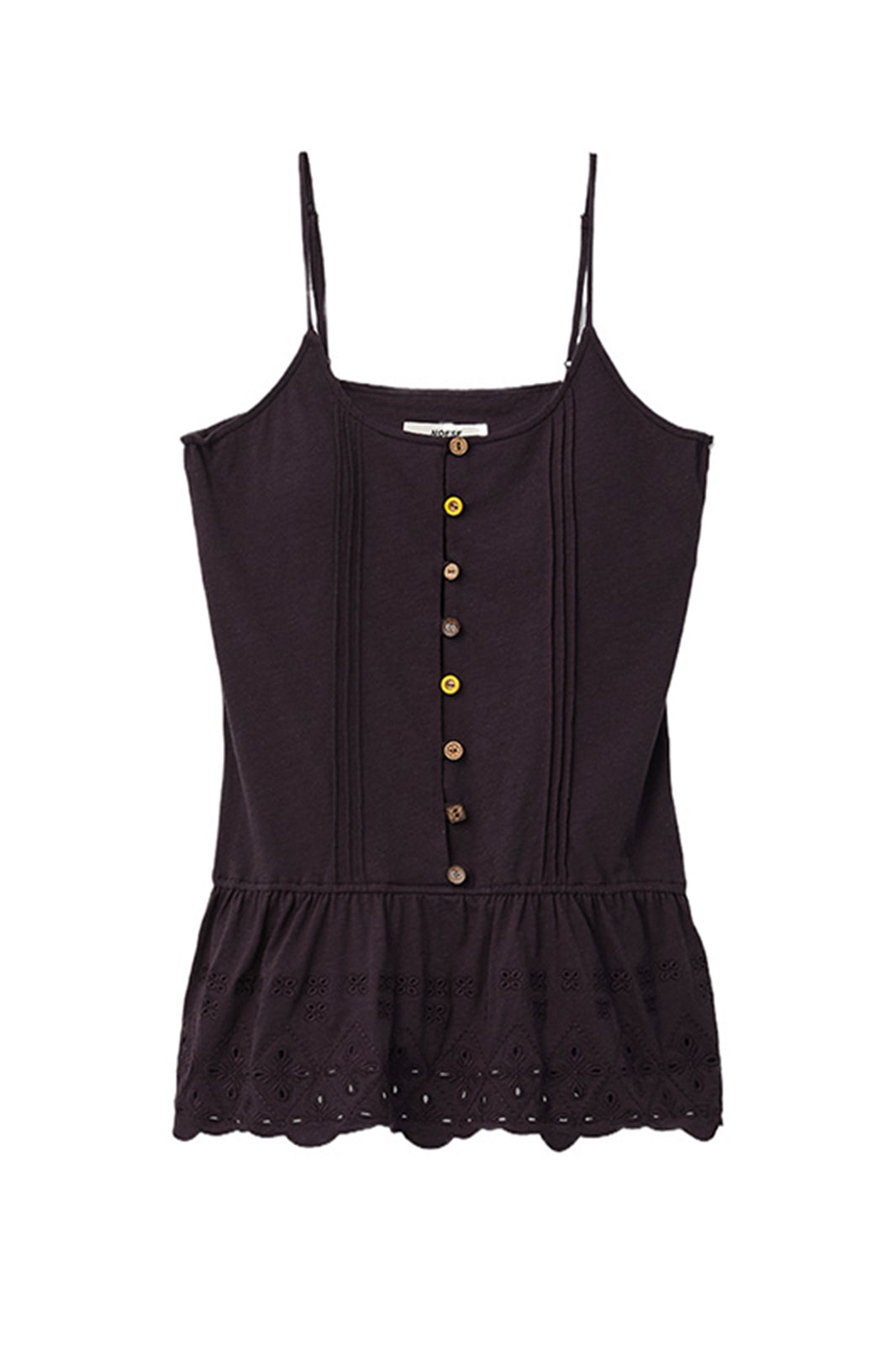 NOESE Button Eyelet Peplum Cami Top