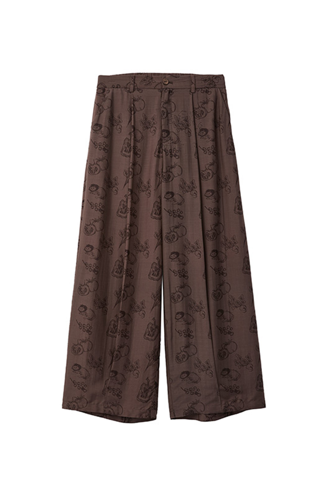 NOESE Pleated Silk-Blended Wide-Leg Pants