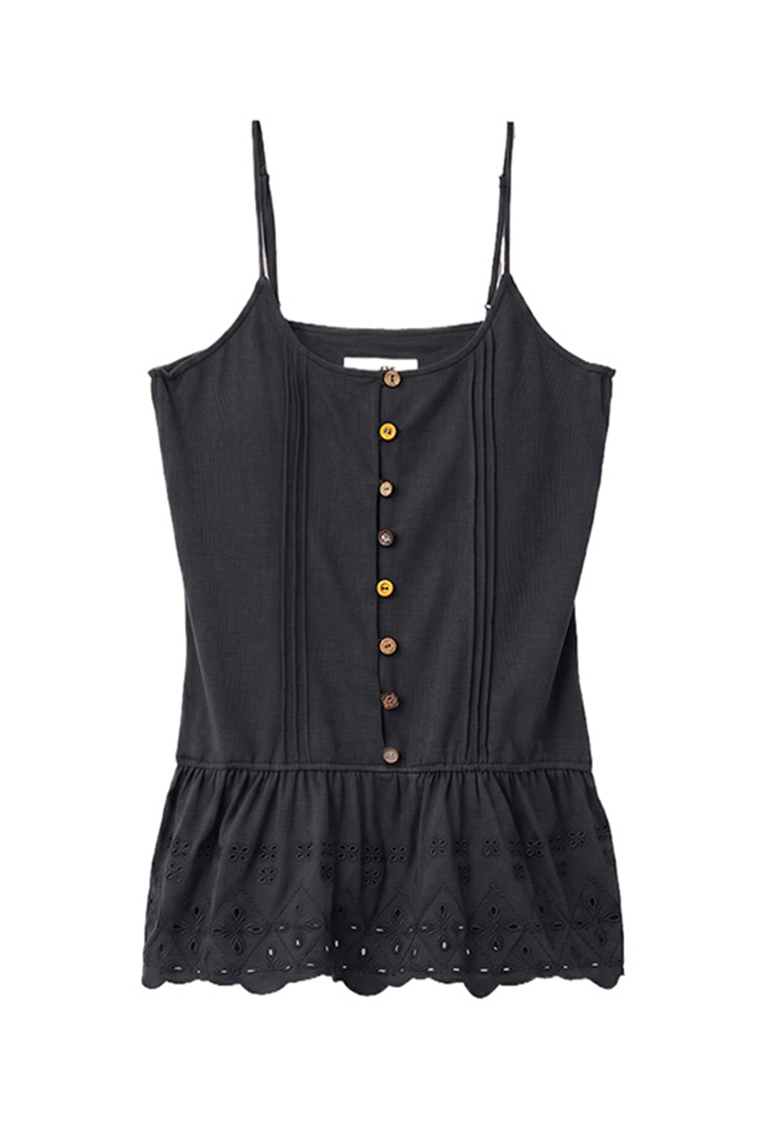 NOESE Button Eyelet Peplum Cami Top