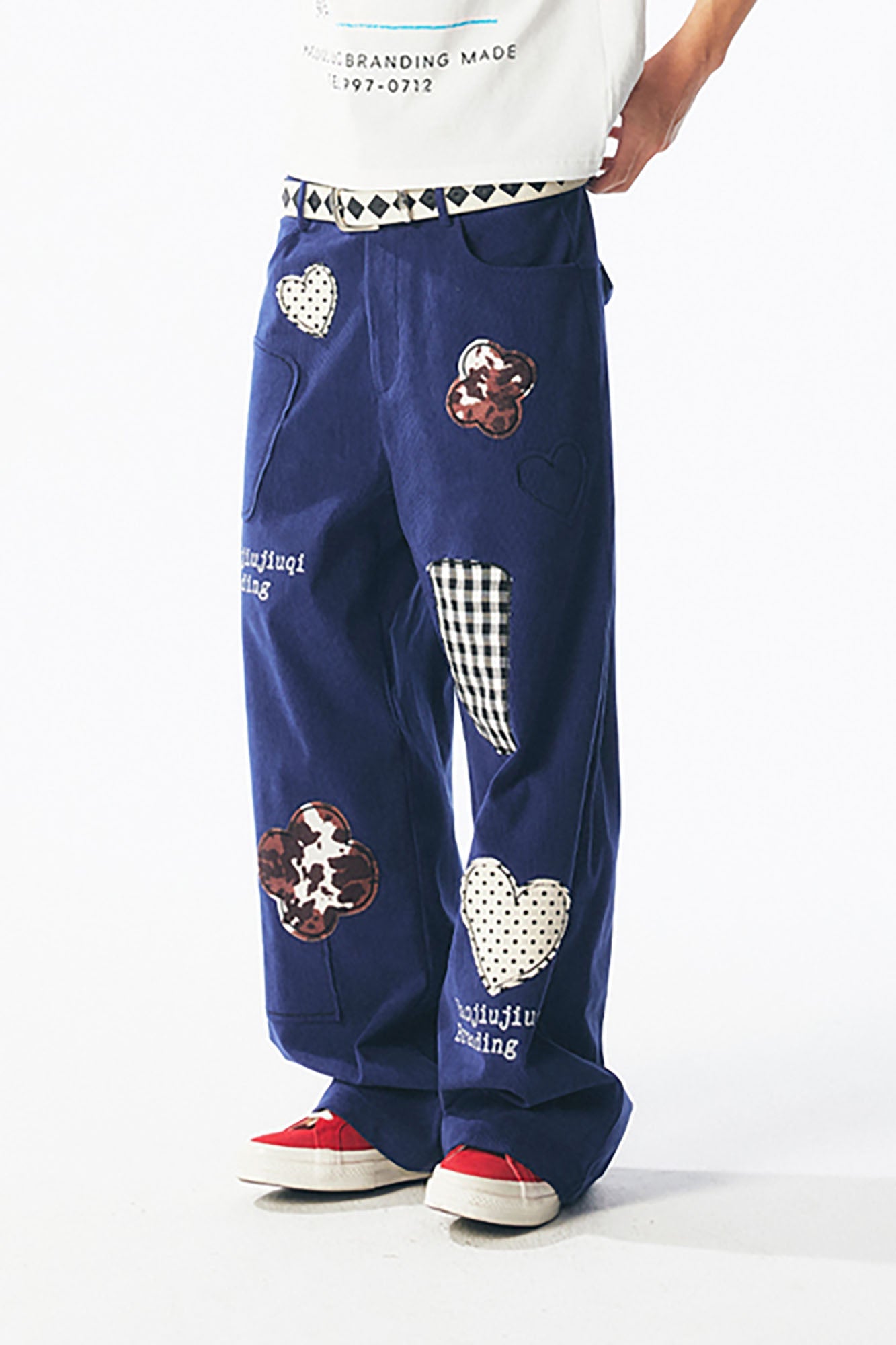 1997 POSTOFFICE Whimsical Patch Straight-Leg Pants, premium urban and streetwear designers apparel on PROJECTISR.com, 1997 POSTOFFICE