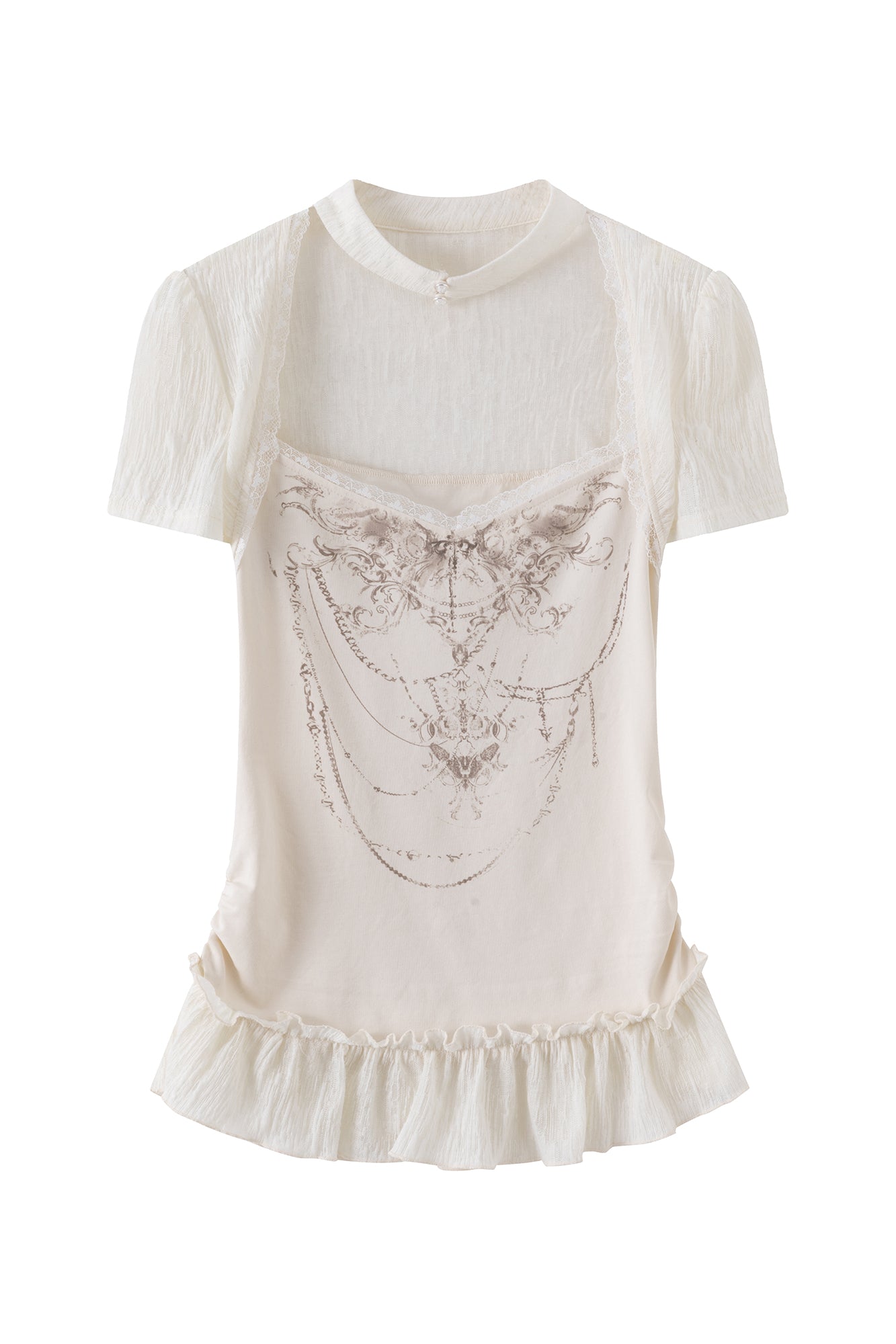 CESTNOUS Gothic Graphic Ruffle-Hem T-Shirt