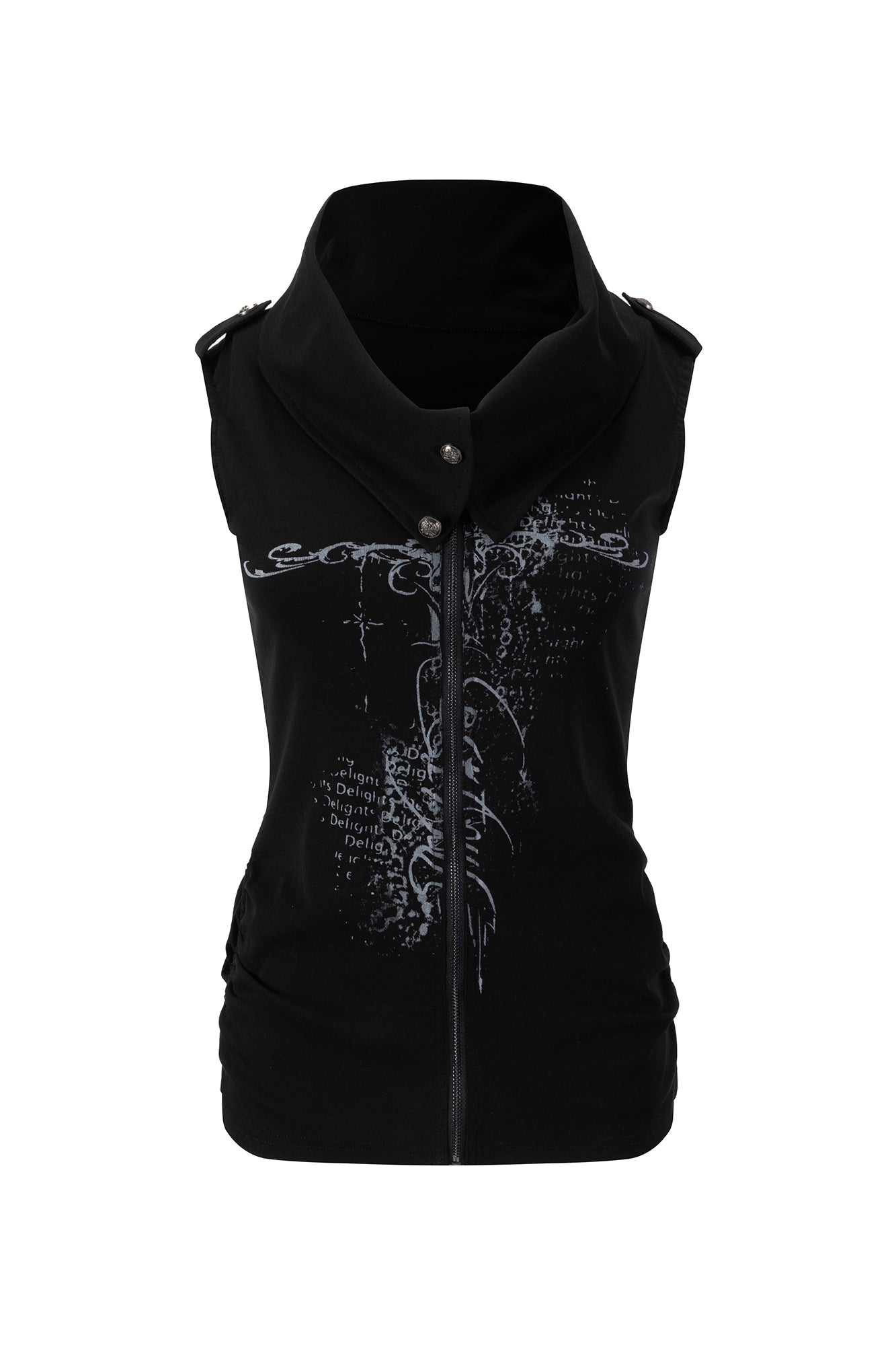 CESTNOUS Cross Graphic Zip-Up Vest