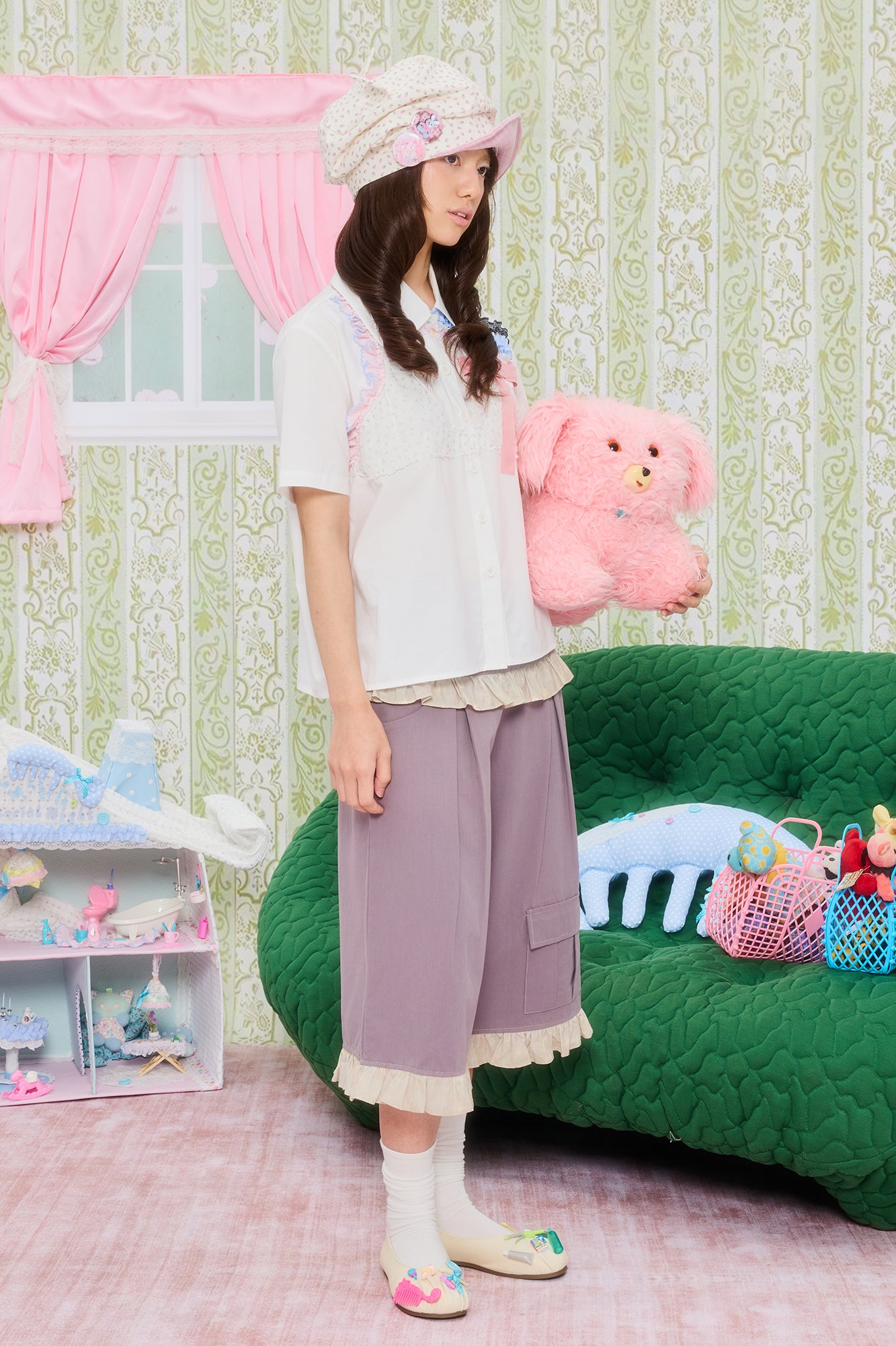 UNSOCIAL NIGHT Ruffle Trim Cargo Culottes