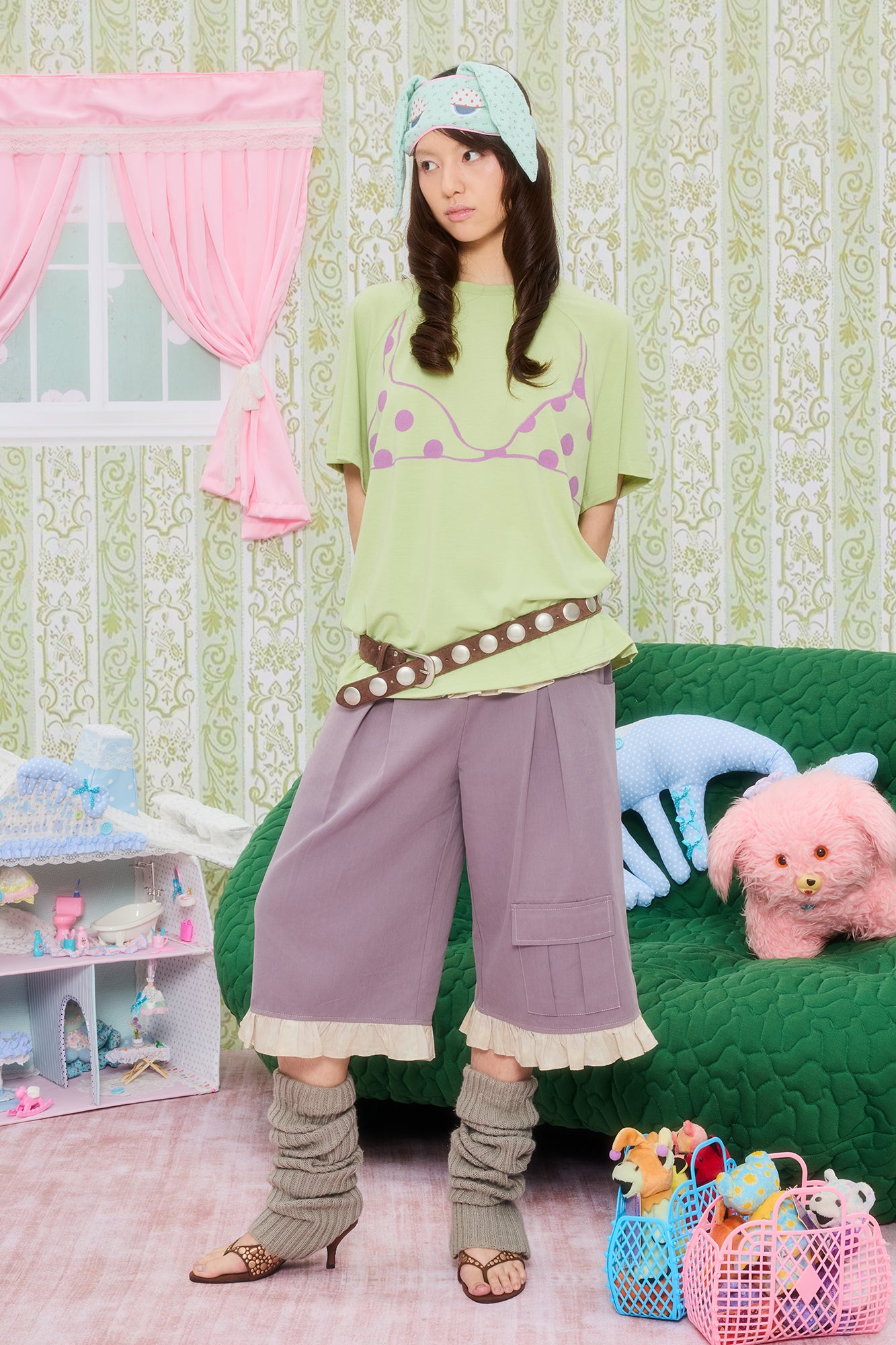 UNSOCIAL NIGHT Ruffle Trim Cargo Culottes