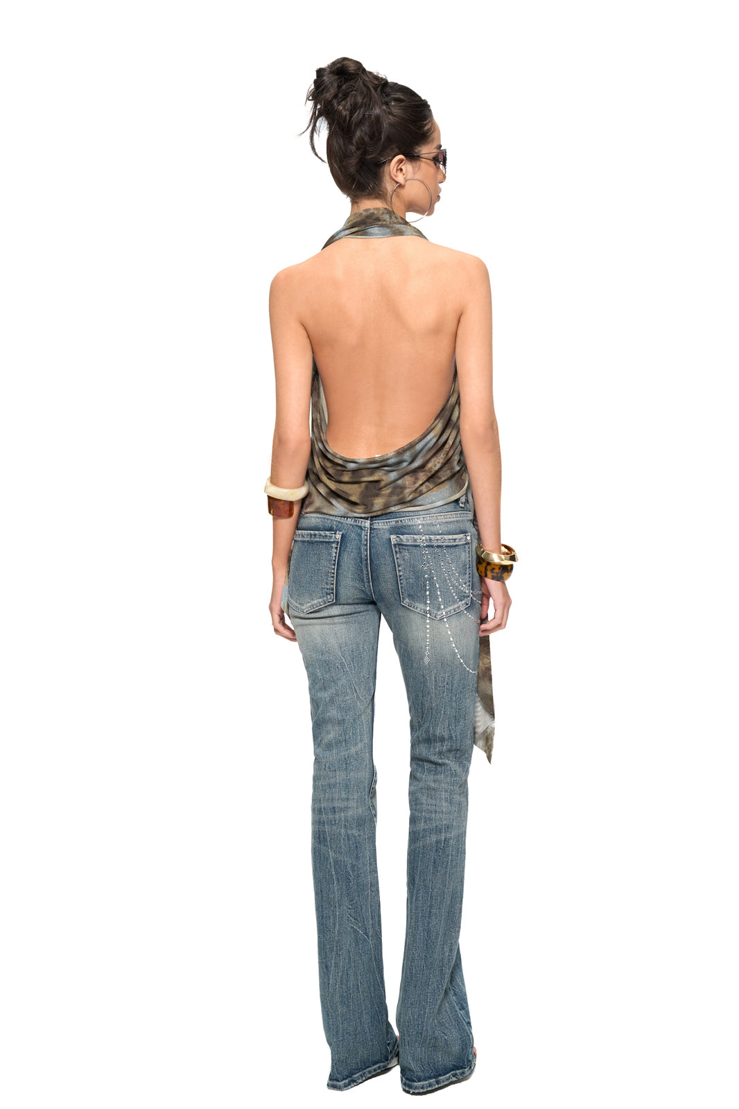 JYOSEI Leopard Ring-Halter Draped Top