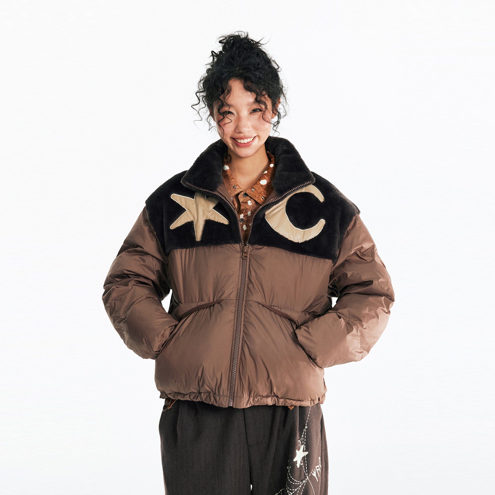 1997 POSTOFFICE Contrast Star & Crescent Puffer Jacket