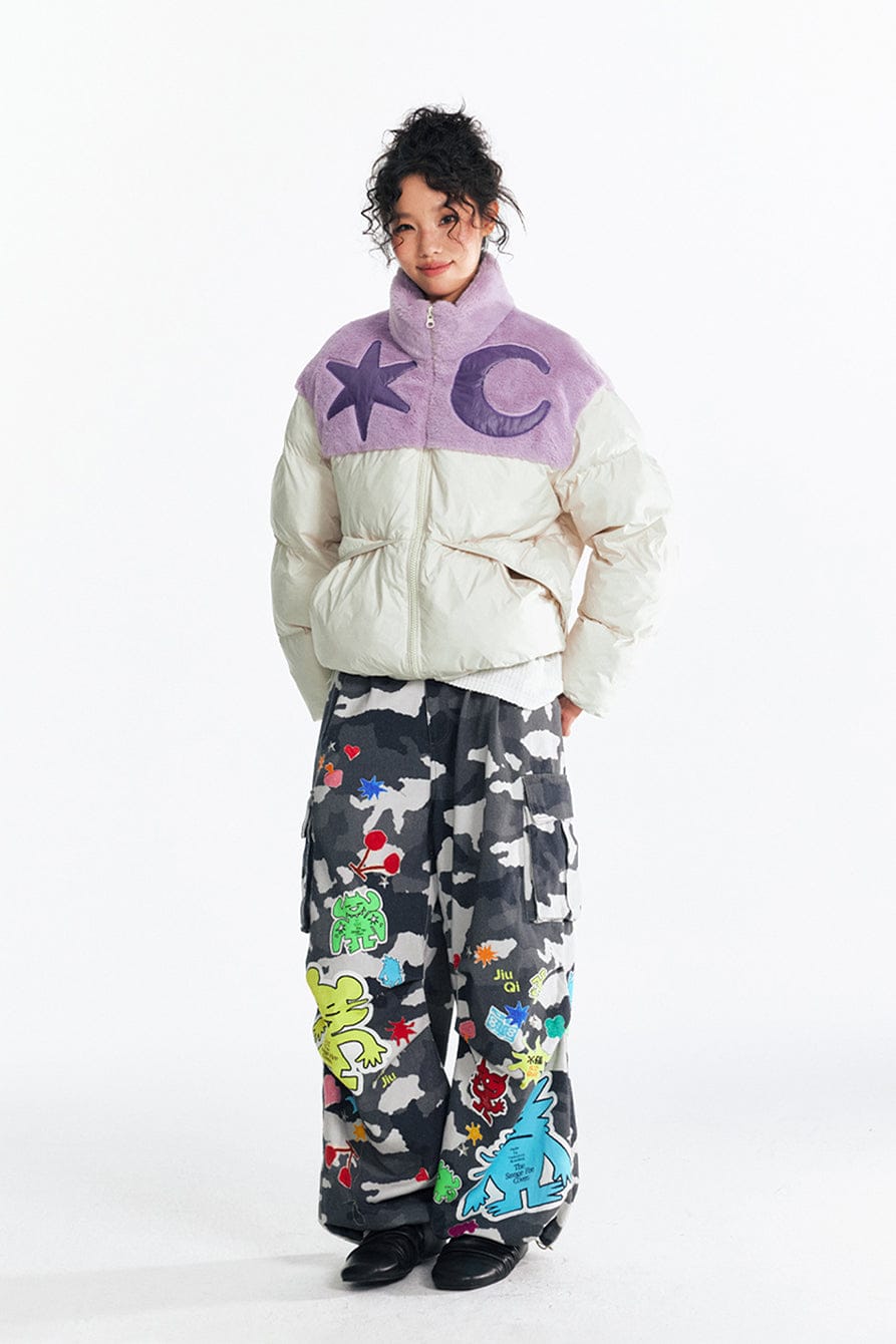 1997 POSTOFFICE Contrast Star & Crescent Puffer Jacket