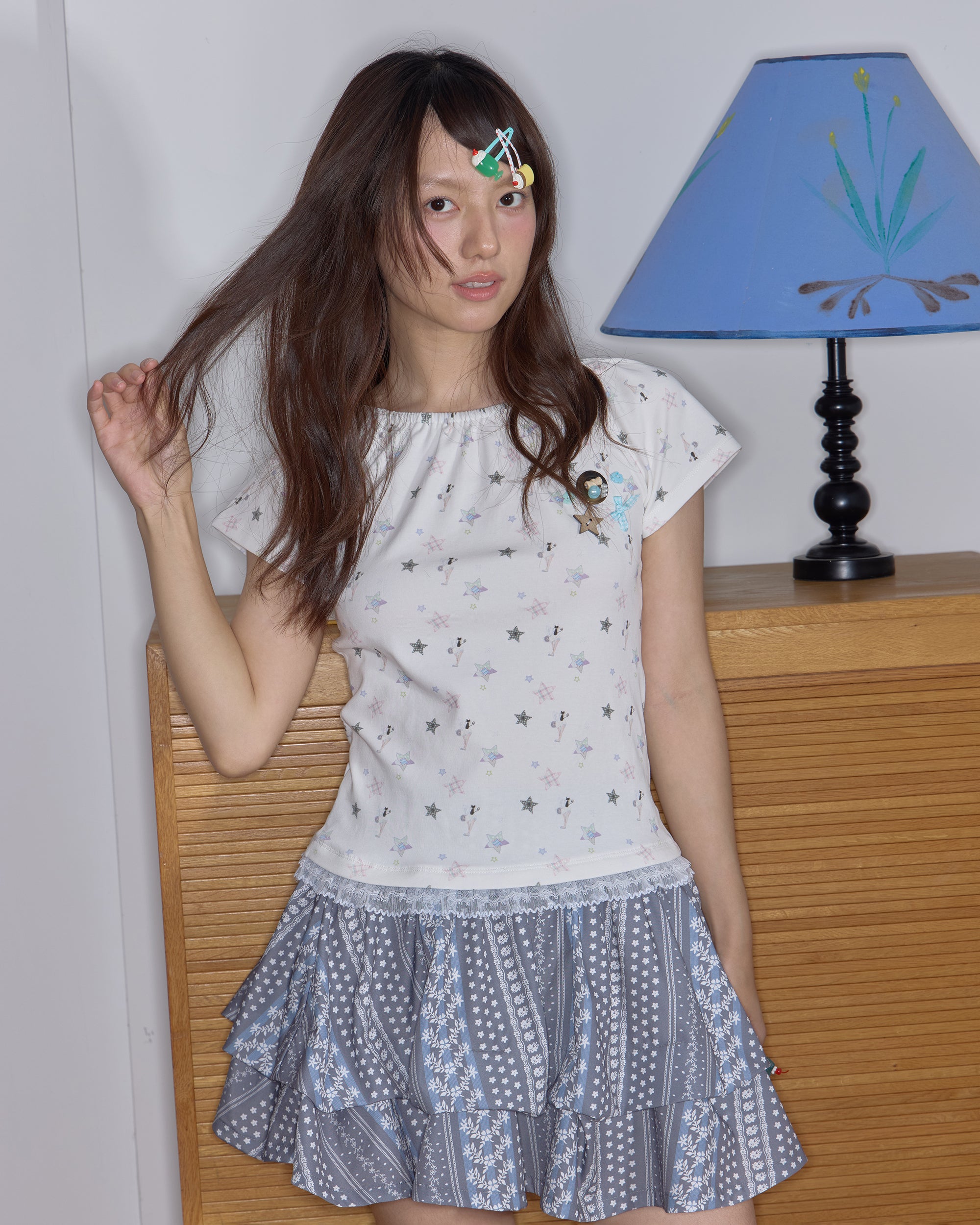 HAVE A MEAL × Congming Star Lace-Trim Tee